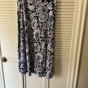 Talbots Navy and White Paisley Midi Skirt. Petite large.